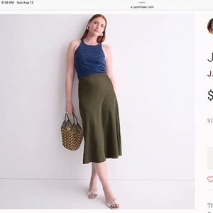 J.Crew Gwyneth slip skirt olive green medium